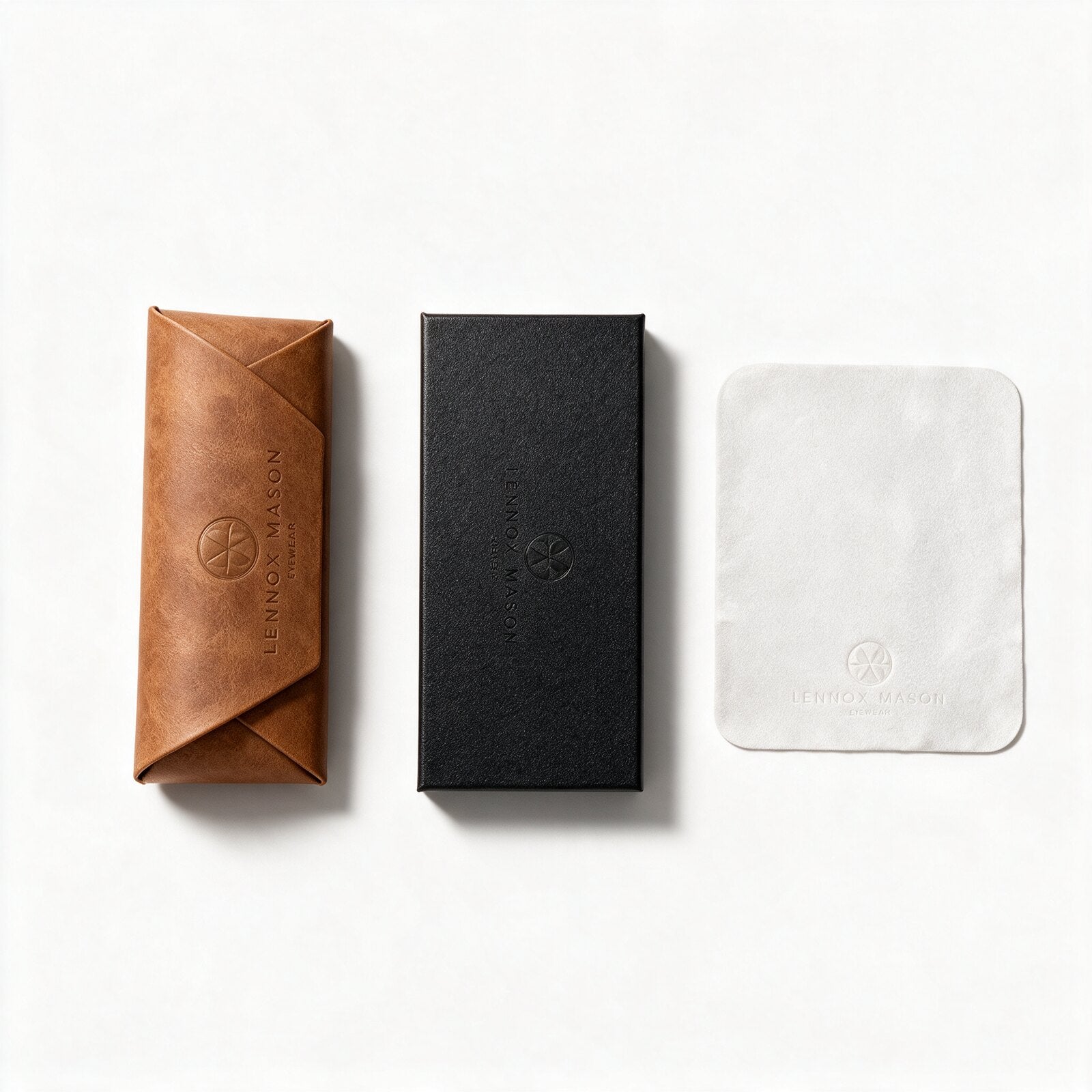 Lennox Mason leather case, gift box and lens cloth